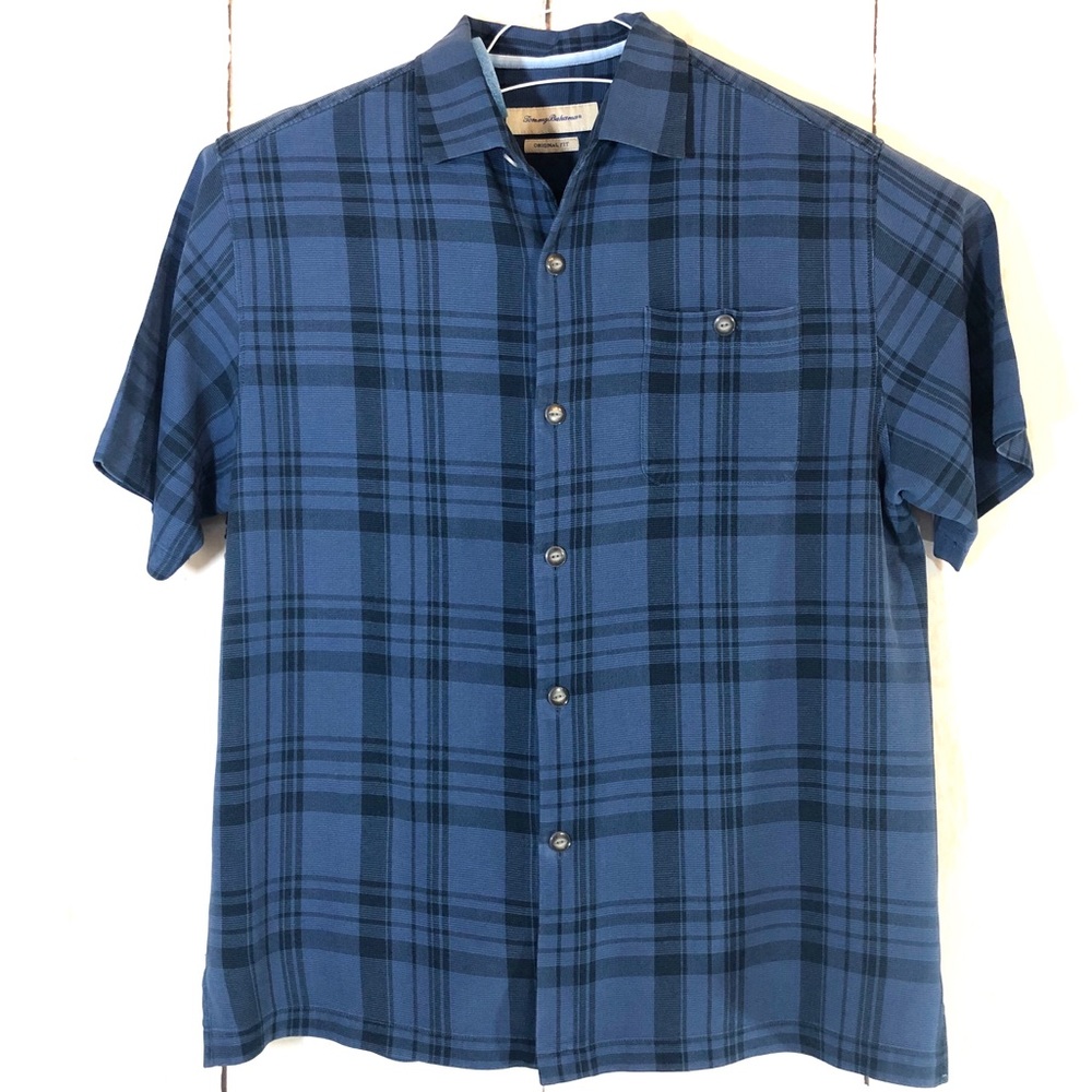 Tommy Bahama Silk Blue Plaid Short Sleeve Shirt